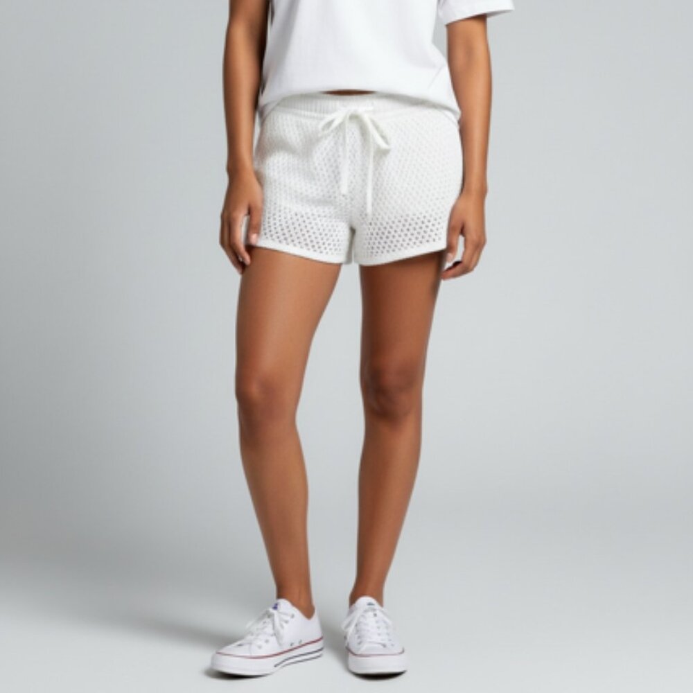 Endless Sun White Beach Cover Up Shorts-Size L-Elastic/Drawstring Waist